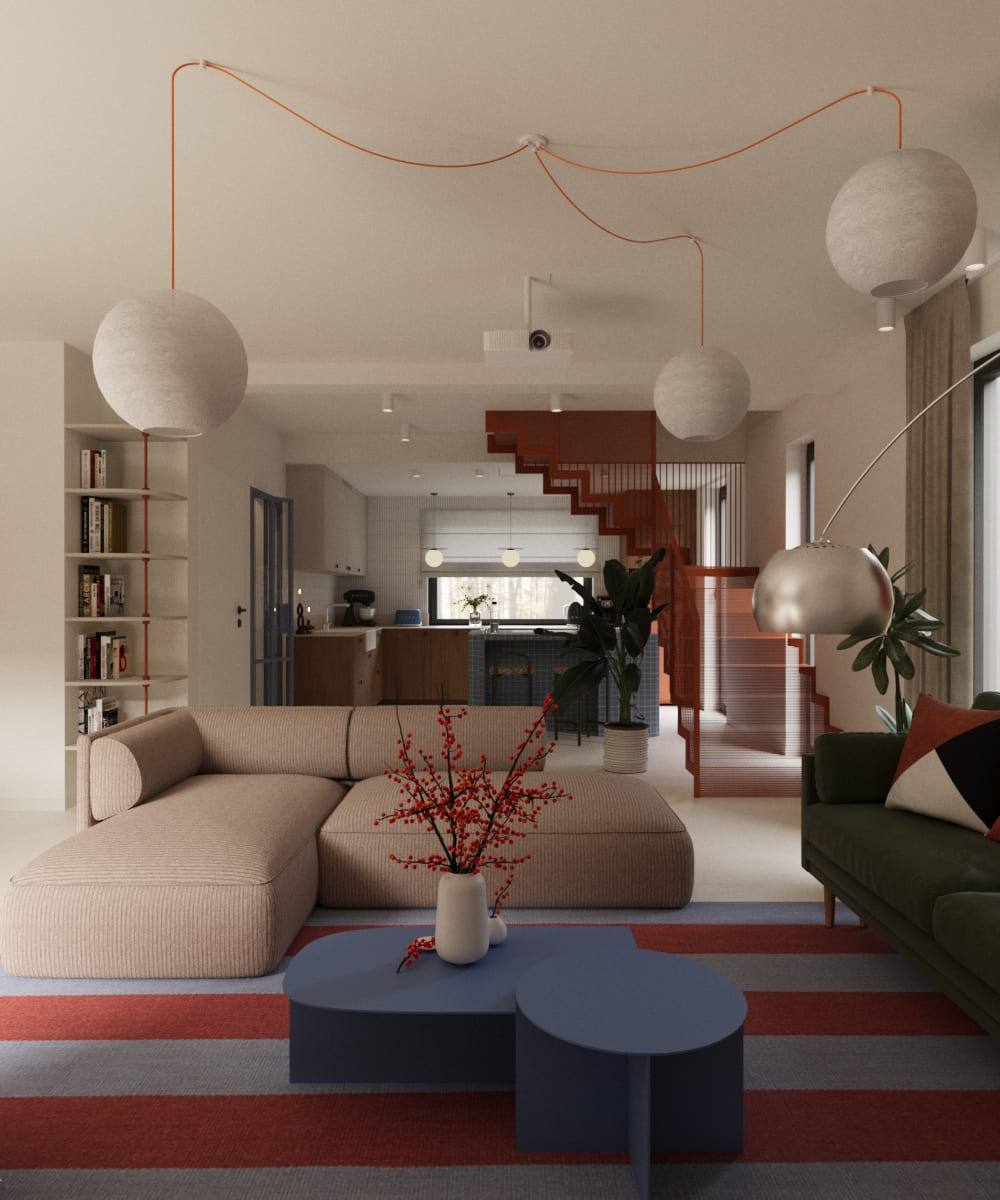 Nowoczesne wnętrze mieszkalne zaprojektowane przez studio projektowania wnętrz.