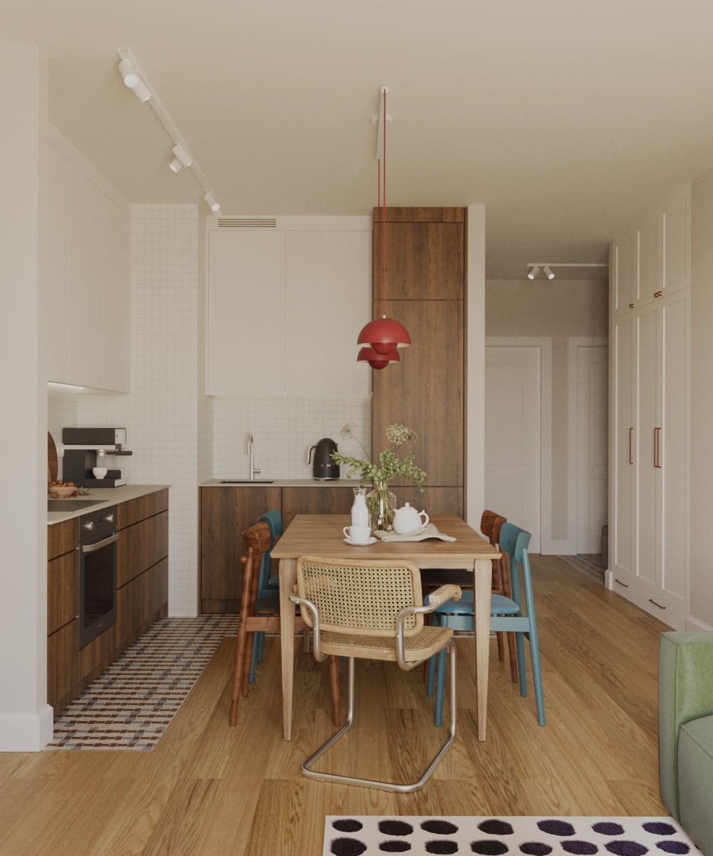 Nowoczesne wnętrze mieszkalne zaprojektowane przez studio projektowania wnętrz.