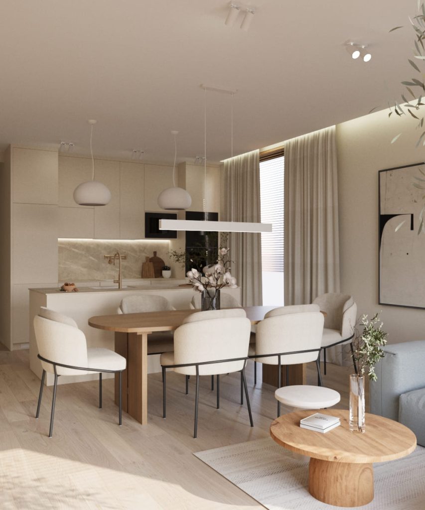 Nowoczesne wnętrze mieszkalne zaprojektowane przez studio projektowania wnętrz.