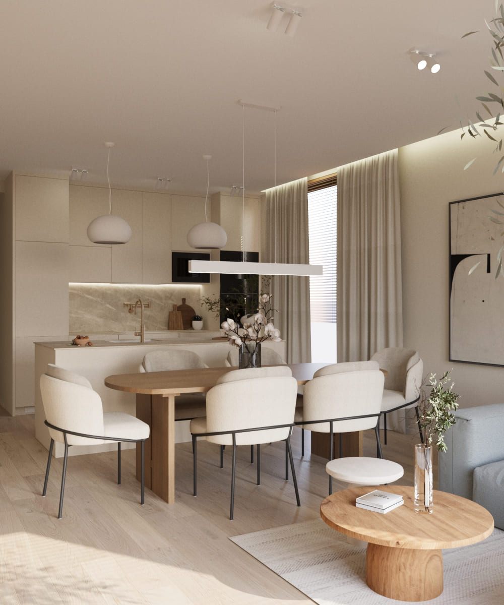 Nowoczesne wnętrze mieszkalne zaprojektowane przez studio projektowania wnętrz.